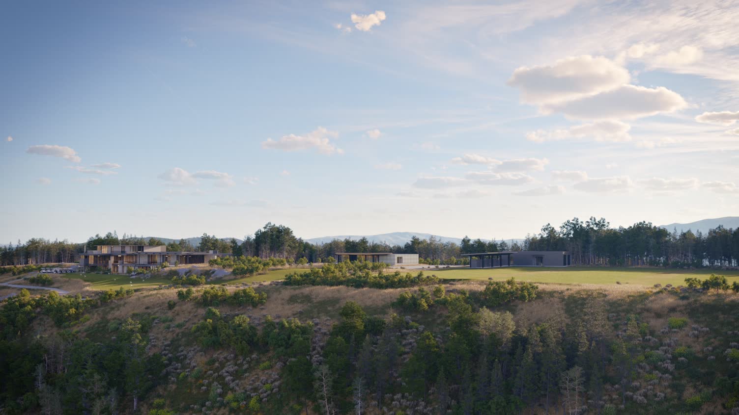 Olson Kundig-designed golf clubhouse & pro shop on the ridge