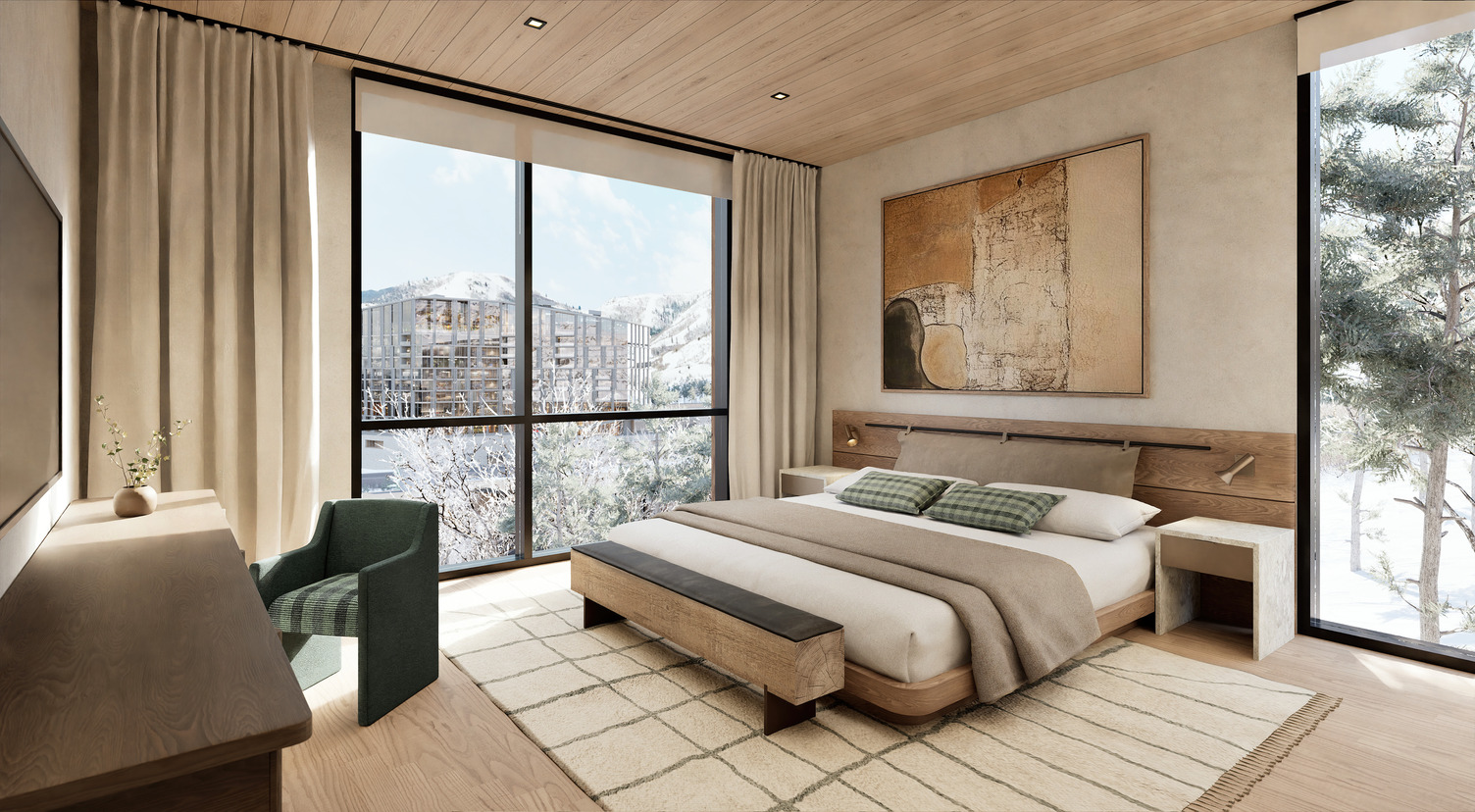 Bedroom — quiet interior moment with framed mountain views